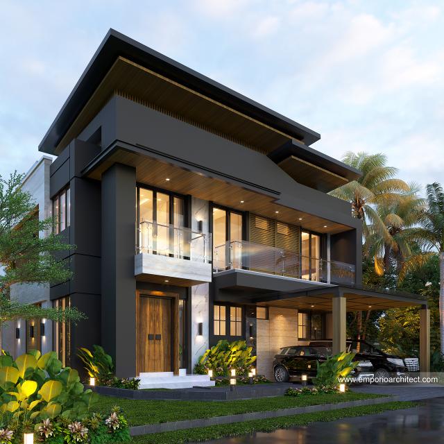 Desain Tampak Depan 2 Rumah Modern 2.5 Lantai Bapak YGI di Makassar