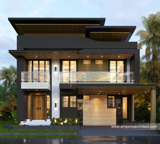 Desain Tampak Depan 3 Rumah Modern 2.5 Lantai Bapak YGI di Makassar