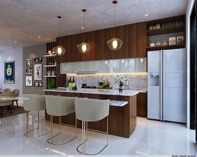 Desain Dapur Rumah Modern 2.5 Lantai Ibu Nana di Jakarta