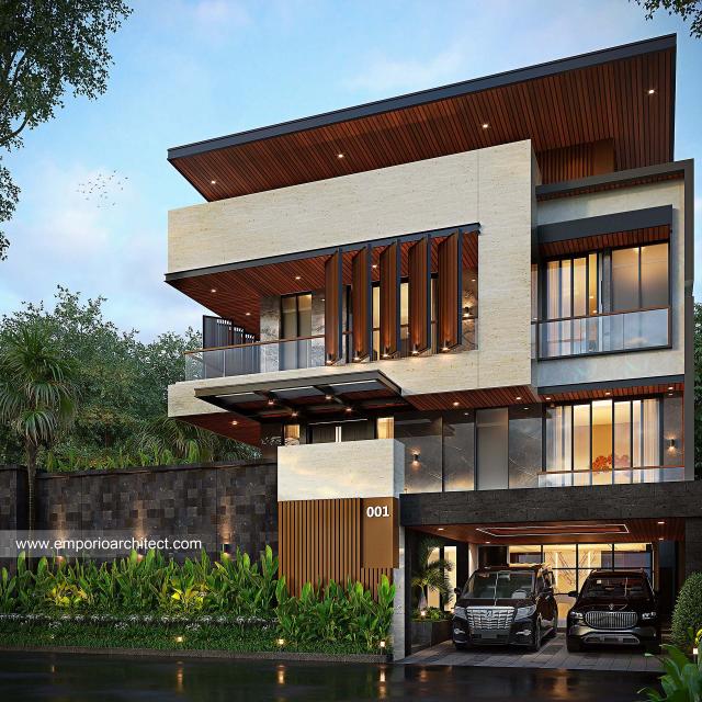 Desain Tampak Depan 2 Rumah Modern 2.5 Lantai Ibu FNA di Bali