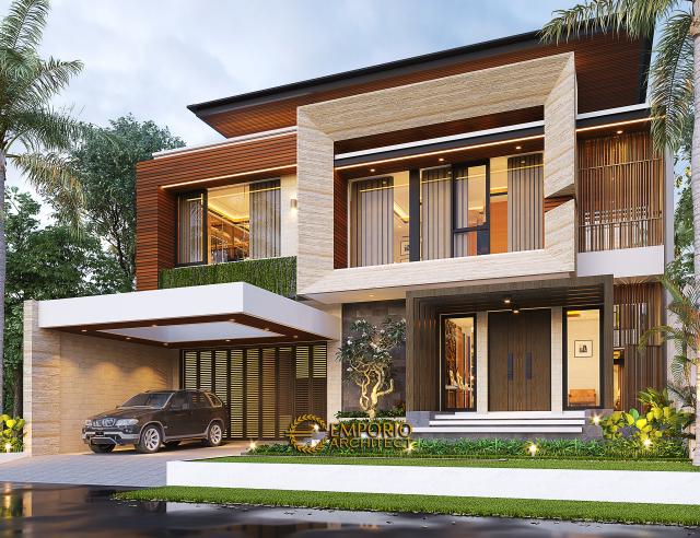 Desain Rumah Modern 2.5 Lantai Ibu Connie di PIK, Jakarta Utara - Tampak Depan