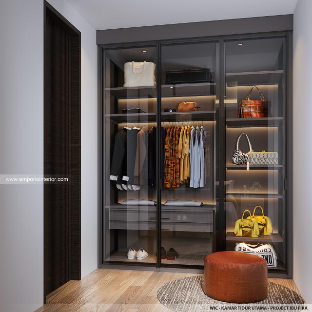 Desain Walk In Closet Rumah Modern 2.5 Lantai Ibu FKA di Jakarta