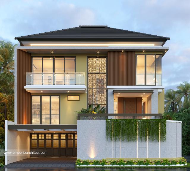 Desain Tampak Depan 2 Rumah Modern 2.5 Lantai Bapak Dafri di Jakarta