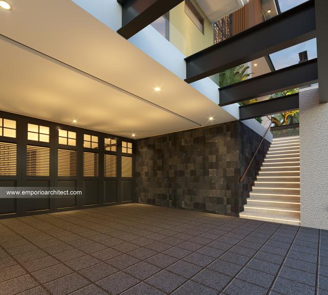 Desain Tampak Detail Depan Rumah Modern 2.5 Lantai Bapak Dafri di Jakarta