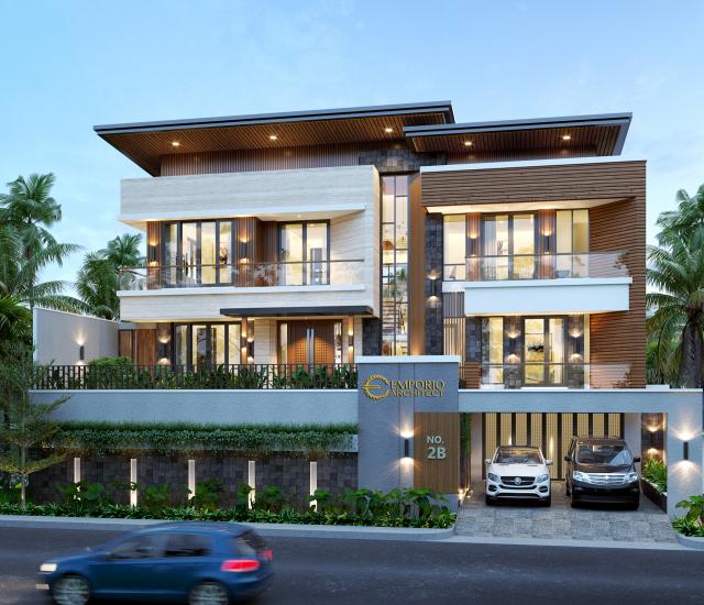 Desain Rumah Modern 2.5 Lantai Ibu Fenny di Manado - Tampak Depan