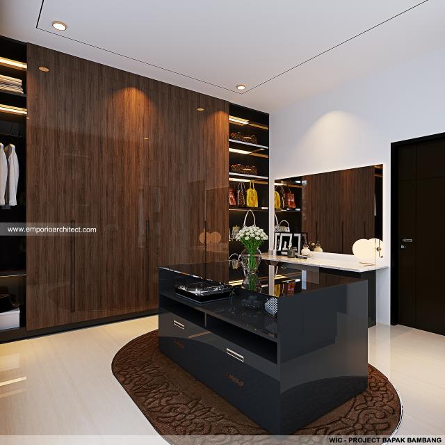 Desain Walk In Closet Rumah Modern 2.5 Lantai Bapak BBG di BSD, Tangerang Selatan, Banten