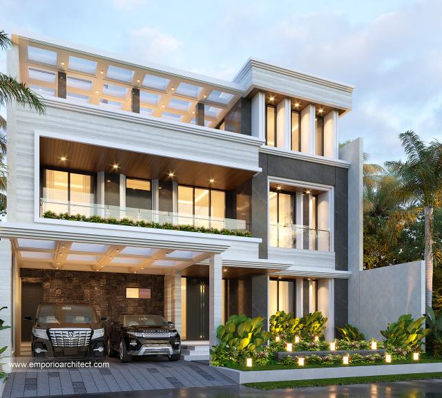 Desain Rumah Modern 2.5 Lantai Bapak ADR di Bogor - Tampak Depan