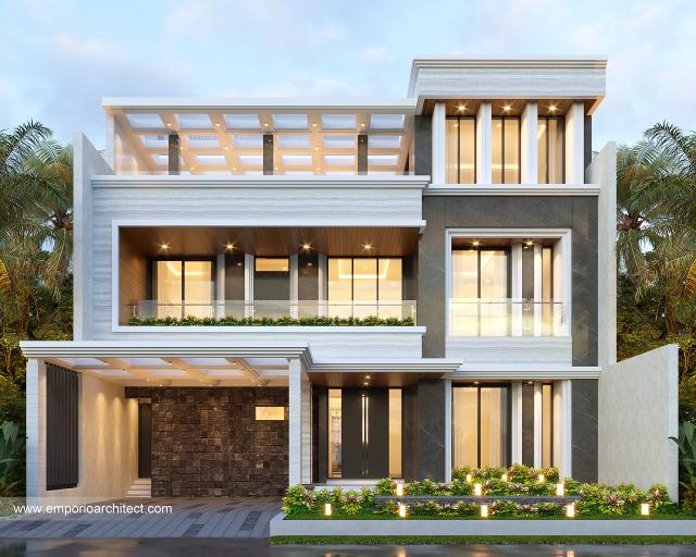 Desain Tampak Depan 3 Rumah Modern 2.5 Lantai Bapak ADR di Bogor