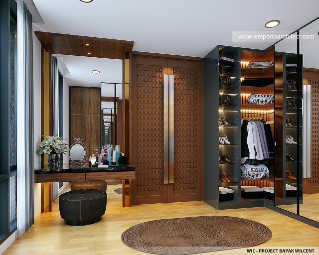 Desain Walk In Closet Rumah Modern 2.5 Lantai Bapak WCT di Palembang