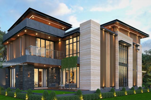 Desain Tampak Belakang Rumah Modern 2.5 Lantai Bapak WCT di Palembang