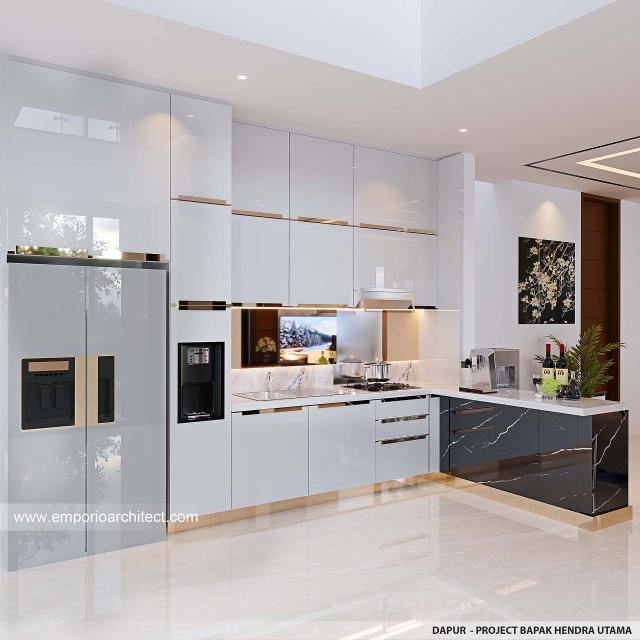 Desain Dapur Rumah Modern 2.5 Lantai Bapak HDU di Jakarta