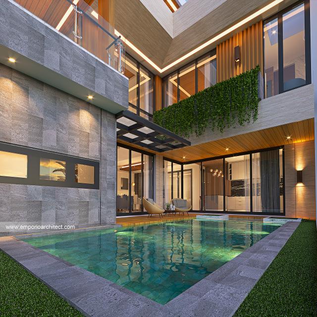 Desain Tampak Detail Belakang Rumah Modern 2.5 Lantai Bapak RDI di Bandung