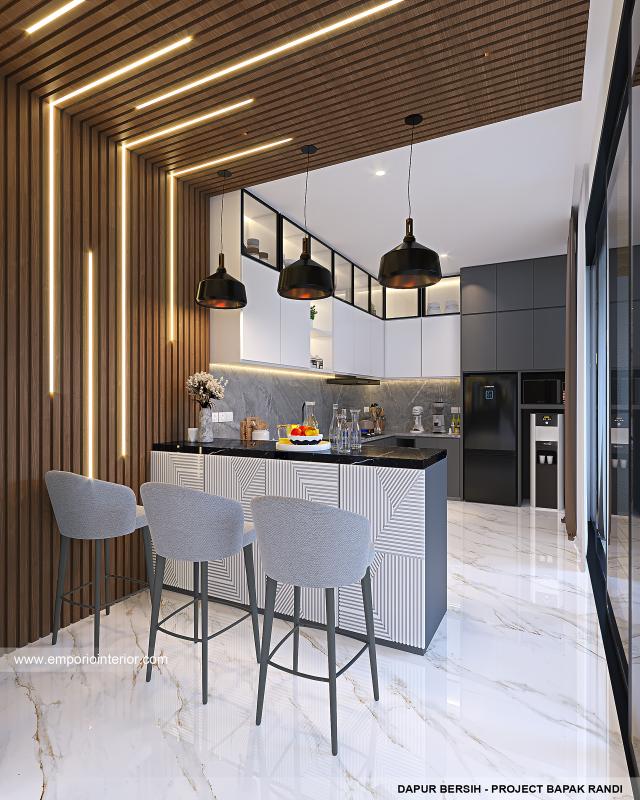 Desain Dapur Bersih Rumah Modern 2.5 Lantai Bapak RDI di Bandung