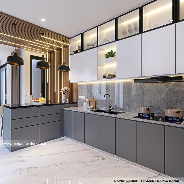 Desain Dapur Bersih Rumah Modern 2.5 Lantai Bapak RDI di Bandung