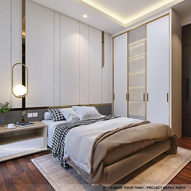 Desain Kamar Tidur Tamu Rumah Modern 2.5 Lantai Bapak RDI di Bandung