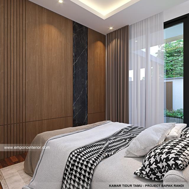 Desain Kamar Tidur Tamu Rumah Modern 2.5 Lantai Bapak RDI di Bandung