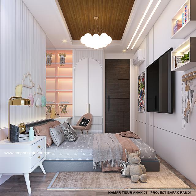 Desain Kamar Tidur Anak 1 Rumah Modern 2.5 Lantai Bapak RDI di Bandung