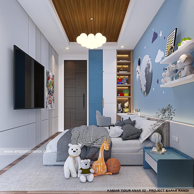 Desain Kamar Tidur Anak 2 Rumah Modern 2.5 Lantai Bapak RDI di Bandung