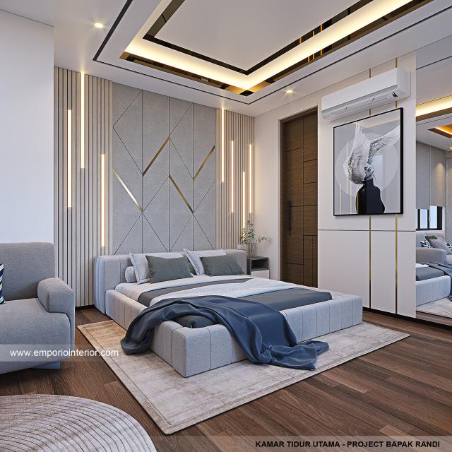 Desain Kamar Tidur Utama Rumah Modern 2.5 Lantai Bapak RDI di Bandung