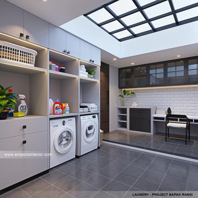 Desain Laundry Rumah Modern 2.5 Lantai Bapak RDI di Bandung