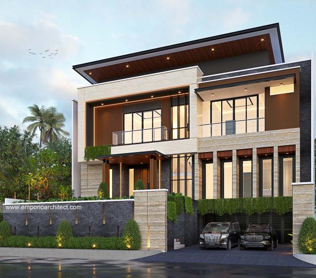 Desain Rumah Modern 2.5 Lantai Bapak AD di Tangerang, Banten - Tampak Depan