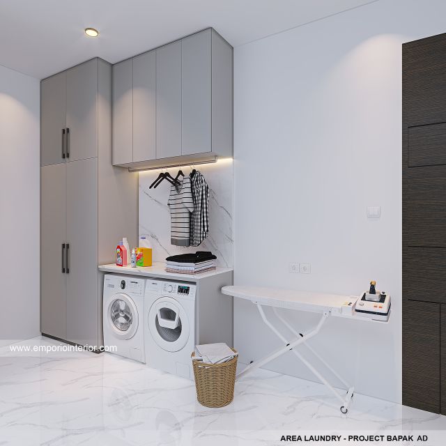 Desain Area Laundry Rumah Modern 2.5 Lantai Bapak AD di Tangerang, Banten