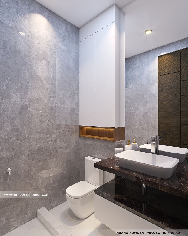 Desain Toilet Tamu Rumah Modern 2.5 Lantai Bapak AD di Tangerang, Banten