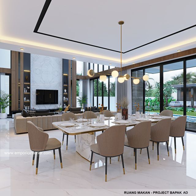 Desain Ruang Makan Rumah Modern 2.5 Lantai Bapak AD di Tangerang, Banten