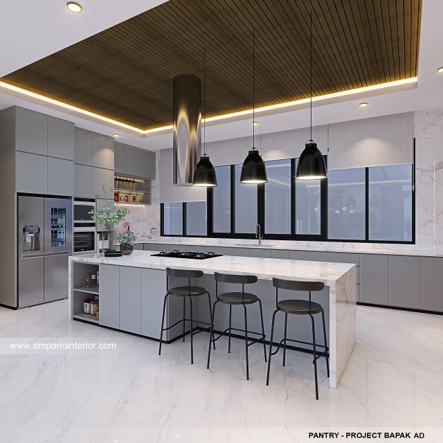 Desain Pantry Rumah Modern 2.5 Lantai Bapak AD di Tangerang, Banten