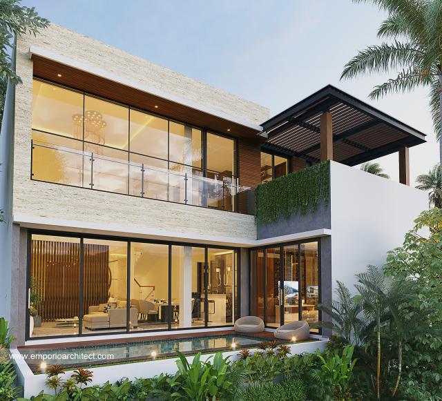 Desain Tampak Belakang Rumah Modern 2.5 Lantai Bapak ATG di Bandung, Jawa Barat