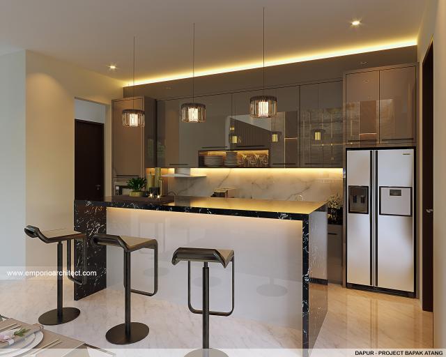 Desain Dapur Rumah Modern 2.5 Lantai Bapak ATG di Bandung, Jawa Barat