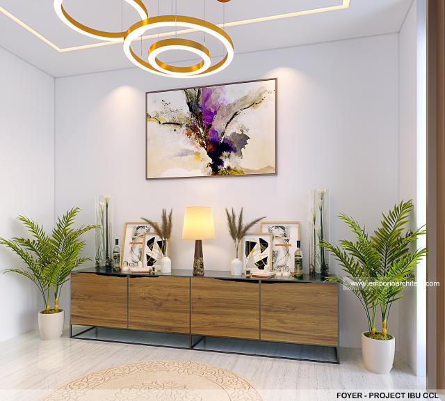 Desain Foyer Rumah Modern 2.5 Lantai Ibu CCL di Tangerang