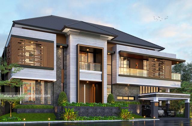 #facadedesign - Mrs. EST 1411 Modern House 2.5 Floors Design - Semarang - Code 27742