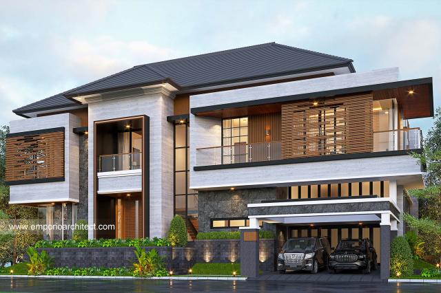 Desain Tampak Depan 3 Rumah Modern 2.5 Lantai Ibu EST di Semarang