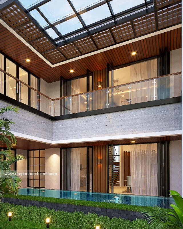 Desain Tampak Belakang Rumah Modern 2.5 Lantai Ibu EST di Semarang