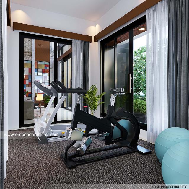 Desain Ruang Gym Rumah Modern 2.5 Lantai Ibu EST di Semarang