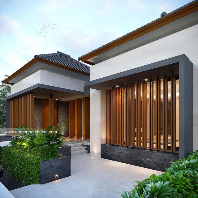 Desain Tampak Detail Depan 2 Rumah Modern 2.5 Lantai Bapak ADR di Jakarta Selatan