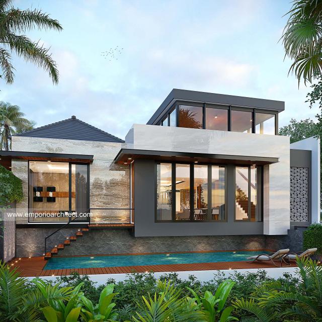 Desain Tampak Belakang Rumah Modern 2.5 Lantai Bapak ADR di Jakarta Selatan