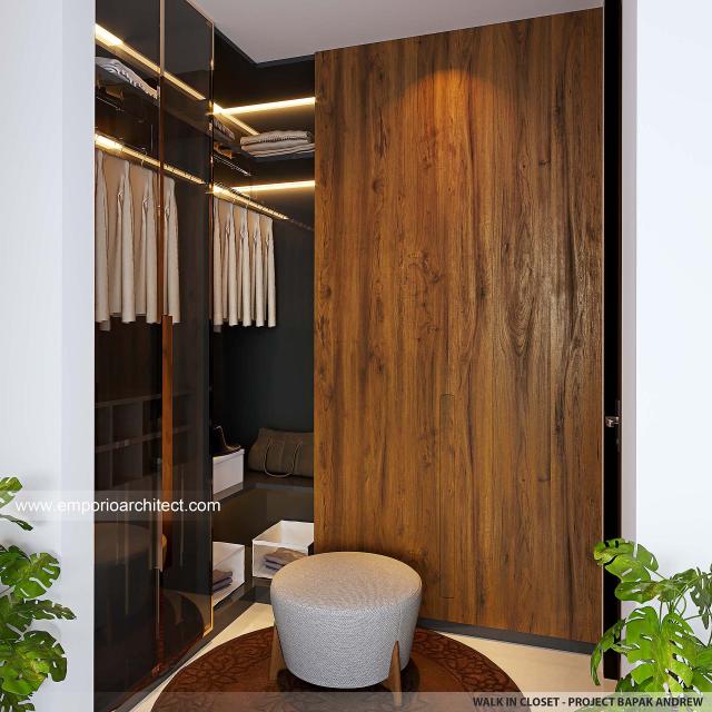 Desain Walk In Closet Rumah Modern 2.5 Lantai Bapak ADR di Jakarta Selatan