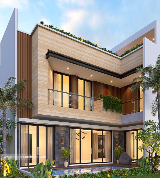 Desain Tampak Belakang Rumah Modern 2.5 Lantai Bapak EBN di Jakarta