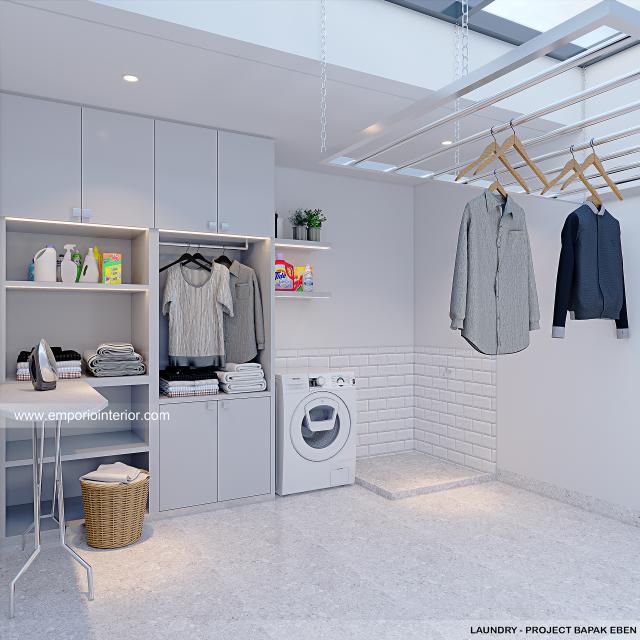 Desain Laundry Rumah Modern 2.5 Lantai Bapak EBN di Jakarta