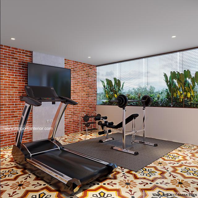 Desain Area Gym Rumah Modern 2.5 Lantai Bapak EBN di Jakarta