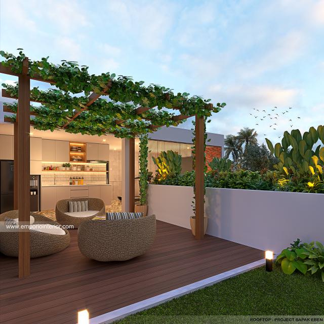 Desain Rooftop Rumah Modern 2.5 Lantai Bapak EBN di Jakarta