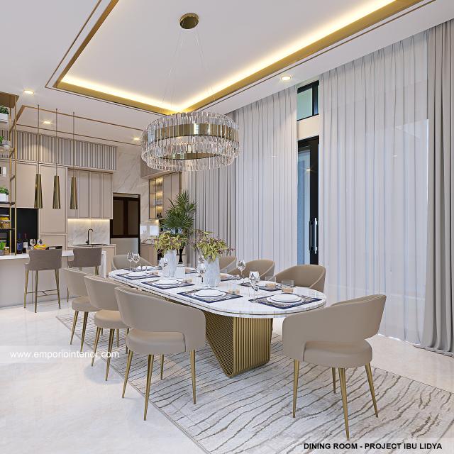 Desain Ruang Makan Rumah Modern 2.5 Lantai Mrs. LDY 1356 di Jakarta