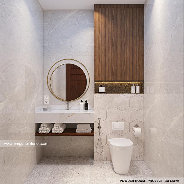 Desain Toilet Tamu Rumah Modern 2.5 Lantai Mrs. LDY 1356 di Jakarta