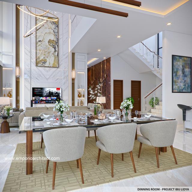 Desain Ruang Makan Rumah Modern 2.5 Lantai Mrs. LDY di Jakarta