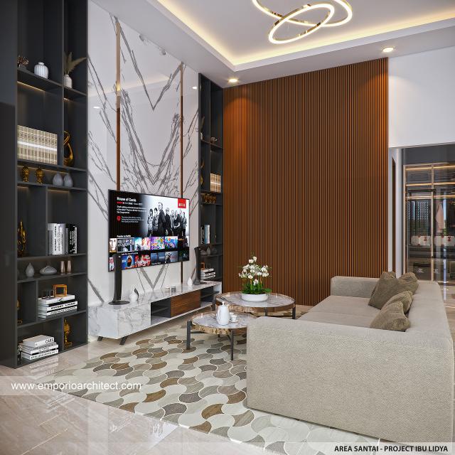 Desain Area Santai Rumah Modern 2.5 Lantai Mrs. LDY di Jakarta