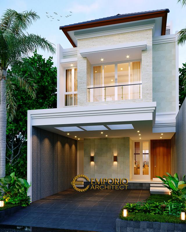 Desain Tampak Depan 2 Rumah Modern 2.5 Lantai Bapak Harjono di Jakarta