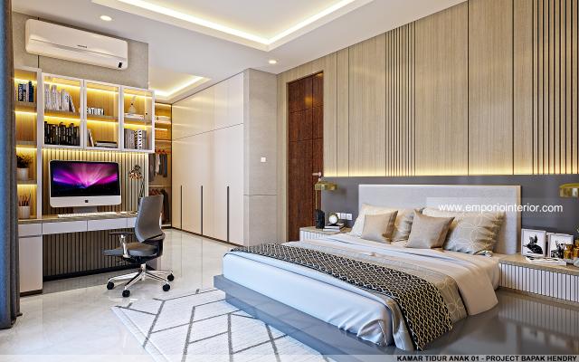 Desain Kamar Tidur Anak 1 Rumah Modern 2.5 Lantai Bapak Hendry di Palembang