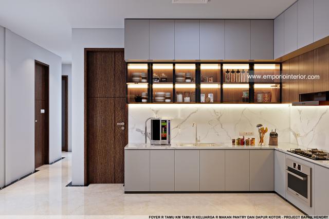 Desain Dapur Kotor Rumah Modern 2.5 Lantai Bapak Hendry di Palembang